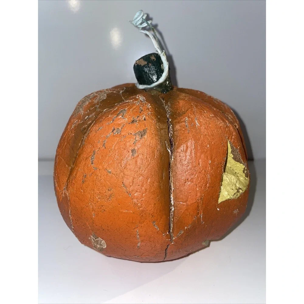 VTG Halloween‎ Coconut Pumpkin Jack-O-Lantern Handcrafted Philippines Painted E7
